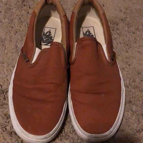 burnt orange slip on vans